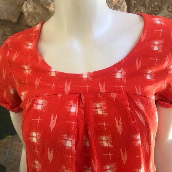 Anthropologie Holding Horses Orange Short Sleeve Tunic Blouse w/ Pockets Size S - Picture 4 of 8
